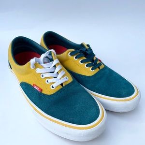 Vans Men's Era Pro Prime Atlantic Gold Green Yellow Canvas Suede shoes 9.5 EUC